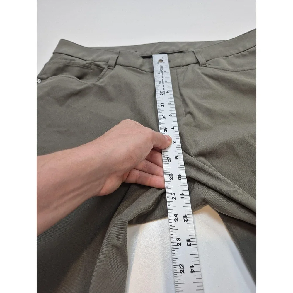 ABC Slim-Fit 5 Pocket Pant 33x30 Green Chino Straight Casual Stretch FLAW Repair